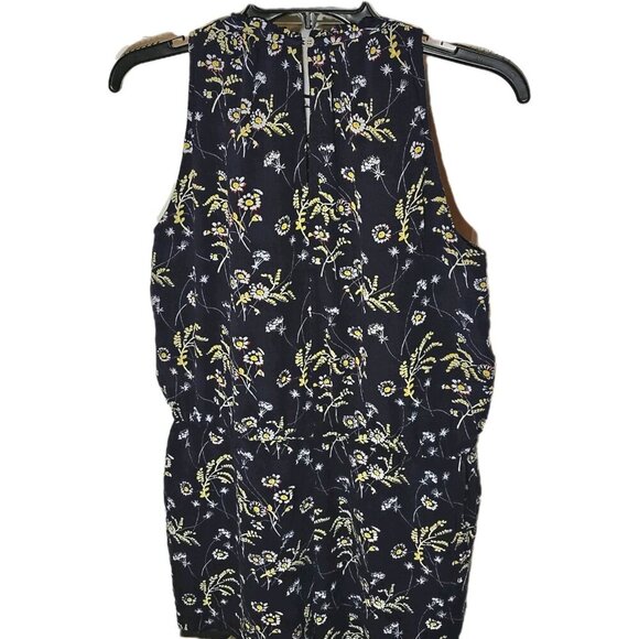 Ann Taylor LOFT Women’s Size M Navy Floral Romper With Pockets Tie Neck - Picture 5 of 5